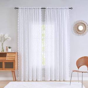 lot 24464 image: ALIGOGO Sheer Curtains 90 Inches Long 2 Panles Vintage White Lace Curtains Panels for Living Room Bedroom Light Filtering Rod Pocket Farmhouse Country Window Home Decor, 52 x 90 Inch, White