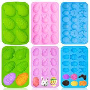 lot 24473 image: MUXIUNT 6PCS easter jello egg bunny silicone chocolate candy mold shaped silicone jello jiggler eggs bunny mold for jello chocolate cake butter jiggler whole egg baking pan