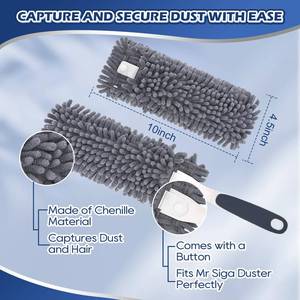 lot 24475 image: Yicotira Reusable Microfiber Duster Refills Compatible with for MR.SIGA & OXO Duster- Washable Dusters Refill for MR.SIGA Lint Free Microfiber Duster for Cleaning, 2 Pack (Handle is Not Included)