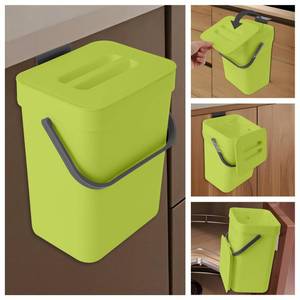 lot 24477 image: 0.8 Gallon3L Compost bin Kitchen, for use on countertops or Under Sinks, Hanging Trash can with lid, for CupboardBathroomBedroomOfficeCamping, Mountable Indoor Compost Bucket(Green)