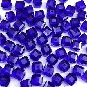 lot 24481 image: Jmassyang 100 Pieces 6mm Cube Crystal Glass Beads Square Spacer Beads with Hole for DIY Crafts Jewelry Making, Bracelets Necklaces Earrings Wind Chimes Suncatchers(Sapphire)