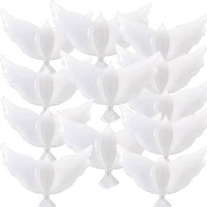 lot 24486 image: 12 Pieces 36 Inches Large White Peace Dove Balloons Aluminum Foil Pigeon Bird Balloons for Wedding Engagement Funeral Memorials Remembrance Charity Party Decorations Supplies