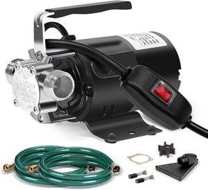 lot 24490 image: Water Transfer Pump, 115V 110HP Electric Utility Pump with OnOff Switch 2  6 ft Water Hoses Kit for Removing Water from Garden Pools Aquariums Hot Tub Draining 18 Low Suction for Rain Barrel