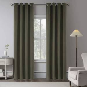 lot 24491 image: KEQIAOSUOCAI Olive Green 100% Blackout Linen Curtains 90 Inches Long 2 Panels for Bedroom,Modern Farmhouse Full Black Out Room Darkening Thermal Insulated Window Curtain Panels W50 x L90 Inch Length