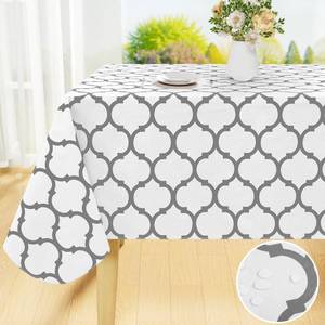 lot 24497 image: Smiry Rectangle Table Cloth, Waterproof Vinyl Tablecloth with Flannel Backing for Rectangle Tables, Wipeable Spillproof Plastic Tablecloths for Dining, Camping, Indoor and Outdoor 52x70, White