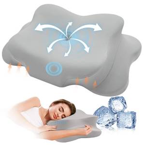 lot 24501 image: Cervical Pillow for Neck Pain Relief, Cooling Contour Memory Foam Pillows Support Odorless Ergonomic Neck Pillow Adjustable Orthopedic Bed Pillow for Side Back Stomach Sleeper with Pillowcase - Grey