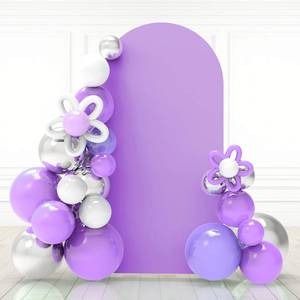 lot 24510 image: Babenest 6.6FT Purple Wedding Arch Cover, Spandex Fitted Arch Backdrop Cover for Photography, Round Top Chiara Stand Cover for Party Ceremony Birthday Baby Shower Anniversary Decoration