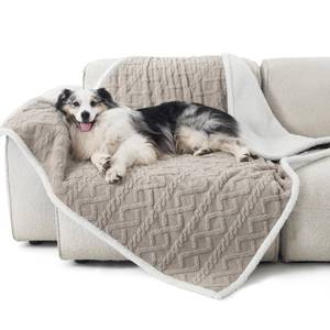 lot 24513 image: Bedsure Waterproof Dog Blankets for Large Dogs - Pet Blanket for Couch Protector Washable, Jacquard Coral Fleece Cat Throw Blanket, Soft Plush Reversible Furniture Protection, 50x60, Pale Oak