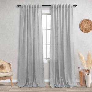 lot 24527 image: KOUFALL Light Grey Curtains 84 Inch Length for Living Room 2 Panels Set,Sheer Linen Farmhouse Privacy Curtains That Let Light in,52x84 Inches Long,baige