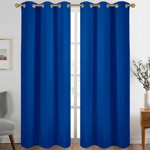 lot 24534 image: Diraysid Royal Blue Grommet Blackout Curtains for Bedroom Thermal Insulated Room Darkening Curtains Drapes, 42 x 84 inch, 2 Panels