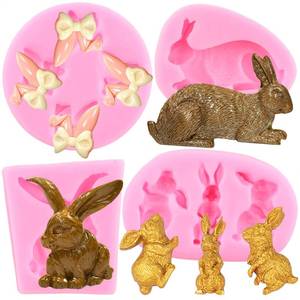 lot 24536 image: ZiXiang Rabbit Silicone Fondant Mold Easter Bunny Ears Chocolate Molds For Cake Decorating Cupcake Topper Candy Gum Paste Set Of 4