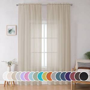 lot 24542 image: OWENIE Extra Long Sheer Curtains 96 inches Long for Bedroom Living Room, Soft Light Weight Airy Voile Sheer Curtains, Rod Pocket Light Filtering Solid Color Farmhouse Curtains, Each 42Wx96L inch
