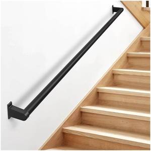 lot 24547 image: Industrial Stair Railing Metal Hand Rails for Indoor Stairs Wall Mount Staircase Handrails 1.5 Pipe Stair Handrail for Steps Black Aluminum Stairway Railing for Outdoor & Indoor Stairs 5ft