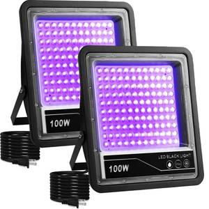 lot 24551 image: CREATESTAR 100W Black Light, Upgraded 2 Pack LED Black Lights for Glow Party, IP66 Waterproof Black Light, UV Flood Light for Halloween, Christmas, Neon Glow, Fluorescent Poster, Glow in The Dark