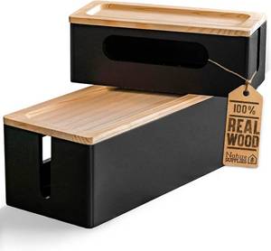 lot 24347 image: CABLE MANAGEMENT BOK 2 PACK WOODEN BLACK