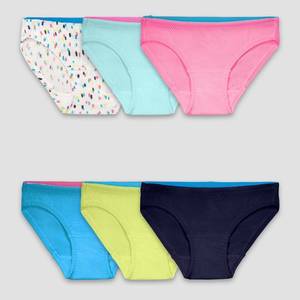 lot 4437 image: Fruit of the Loom Breathable Girls 6pk Micro-Mesh Bikini - Colors May Vary 6