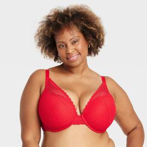 lot 4444 image: Womens Lace Plunge Push-Up Bra - Auden� Wowzer Red 44DD