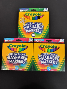 lot 4449 image: Crayola 3 Pack Ultra-Clean Bright and Classic Broad Line Marker 10 Count (Pack of 3)