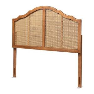 lot 5425 image: King Iris Vintage Wood and Synthetic Rattan Arched Headboard Walnut - Baxton Studio - Retail $416
