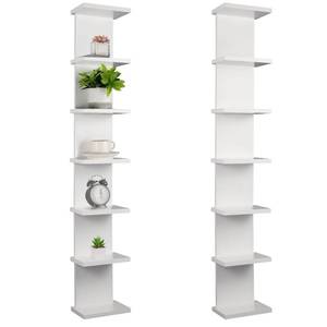 lot 5429 image: A2 Pack 7 Tier Wall Shelf Unit - Lack Floating Shelf, Compact Display Floating Shelf, Vertical Column Wall Decor Mount Floating Storage Organizer Tall Tower Shelf for Bedrooms, Living Rooms(White) - Retail $92.53