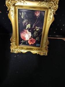 lot 5430 image: Ornate Gold Frame with Floral Still Life Print 3 Pack