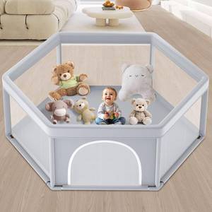 lot 5431 image: 6565 Inch Stylish Hexagonal Baby Playpen, Soft Play Pen for Babies and Toddlers, Safe Anti-Fall Baby Play Yards, Indoor and Outdoor Sturdy Safety Baby Activity Center, Baby Fence with Breathable Mesh