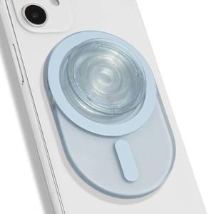 lot 6002 image: On The Grip Oval Magnetic Phone Grip � MagSafe Compatible, Translucent Design, Slim and Lightweight, Grip and Stand for iPhone (Blue)