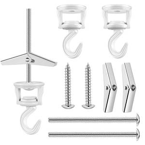 lot 6004 image: Hotop 4 Sets Ceiling Hooks for Hanging Plants Swivel Ceiling Hook with Screw Bolt Zinc Plated Spring Toggle Plant Hangers for Classroom Decoration (White)
