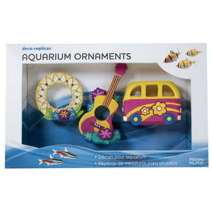 lot 6382 image: Penn-Plax Peace and Love Resin Kit Aquarium Decor for Fish Tanks - Purple and Yellow Accents - Small