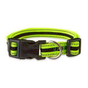 lot 6412 image: Vibrant Life Reflective Adjustable Dog Collar Neon Yellow and Black Medium
