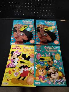 lot 6440 image: Disney and Nickelodeon, Character Sticker by Number Activity Books Bundle