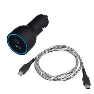 lot 6445 image: onn. 32W Dual-Port Car Charging Kit with USB-C Charging Cable 20W USB-C Port Fast Charger with Power Delivery 12W USB Port Standard Charges