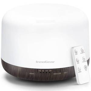 lot 6467 image: InnoGear 500ml Essential Oil Diffuser with Remote Control, Premium Ultrasonic Aromatherapy Diffusers Scent Humidifier Vaporizer Auto-Off Timer for Large Room Home, Brown