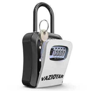 lot 6471 image: Vazioyar Key Lock Box for Outside, Portable Waterproof Wall Mounted Resettable 4-Digit Combination Key Storage Lockbox, 5 Keys Capacity Key (With Shackles)