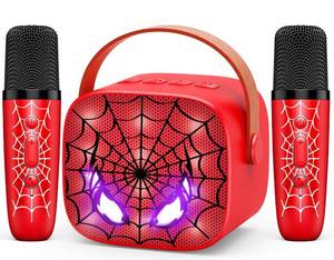lot 6472 image: Mini Karaoke Machine Toys Gifts Kids Toys Birthday Gifts for 4 5 6 7 8 9 Years Old Girl Boy LED Portable Bluetooth Speaker with 2 Wireless Microphone Girl Boy Kid Adult Gift Age 3-12