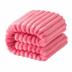 lot 6478 image: NTBAY Flannel Fuzzy Toddler Blanket, Fluffy Warm and Lightweight Reversible Stripes Design Baby Plush Blanket, 30x40 Inches, Coral Pink