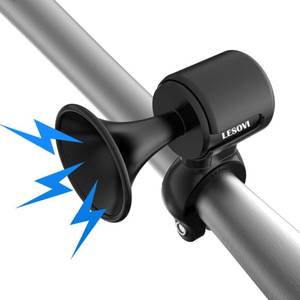 lot 6479 image: LESOVI Electric Bike Horn, 120dB Electronic Bicycle Bell with 300mAh Battery OperatedIPX5 Waterproof, Loud Bike Bell for AdultsKids (Black)
