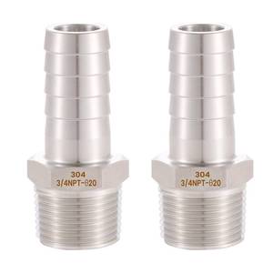 lot 6485 image: Ceaeso 304 Stainless Steel 34in Hose Barb to 34in Male NPT Home Brew Fitting Water Fuel Air lead-free (Pack of 2)