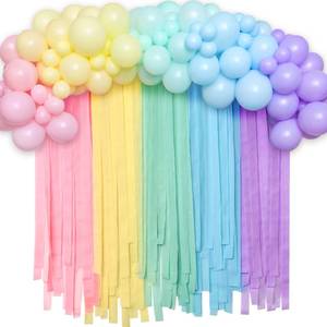 lot 6489 image: Golray 118pcs Pastel Rainbow Party Decorations, Crepe Paper Streamer Backdrop and Balloon Garland Arch Kit, Birthday Baby Shower Supplies Assorted Color Macaron Ice Cream Easter Pastel Party Decor