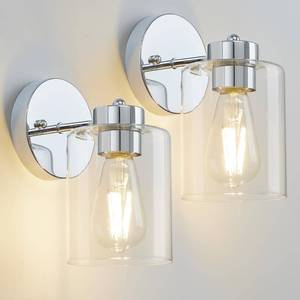 lot 6495 image: Porphyions Morden Wall Sconces Set of Two, Vanity Sconce Lights - Chrome Bathroom Lighting