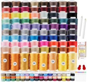 lot 9456 image: ilauke 80 Colors Sewing Thread, 144 Pcs Sewing Bobbins, 400 Yards Spools of Polyester Thread for Sewings Machine, Prewound Bobbins for Brother Singer Janome Machine with Supplies
