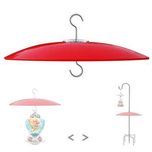 lot 9459 image: 13in Glass Rain Guard for Bird Feeder Outdoors - Baffle on Shepherd Pole or S Hook Hanging - Large Weather Guard Protective Dome - Red (Dia. 33CM)