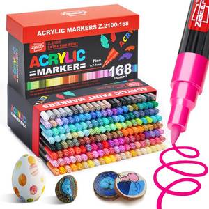 lot 1382 image: Guangna Colors Acrylic Paint Markers, Fine Tip Acrylic Paint Pen, Waterproof and High Saturation Ideal for Wood, Metal, Plastic, Canvas, Fabric, Glass, Ceramic, Rock Painting DIY Art Supplies