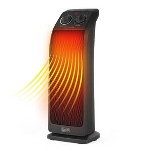 lot 1392 image: BLACKDECKER 1 500-Watt-Max Oscillating Ceramic Tower Heater with Fan Setting BHTC571 - Retail $166.99