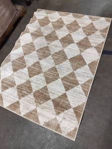 lot 1393 image: Tan Diamond Pattern Carpet 65in X 57in