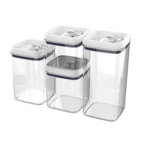 lot 1398 image: Better Homes and Gardens Canister Pack of 4 Flip-Tite� Square Food Storage Container Set