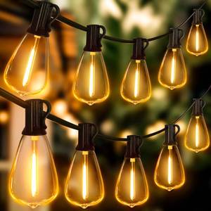 lot 1406 image: Ollny Outdoor String Lights 120FT with 602 Spare ST38 Vintage Bulbs, Shatterproof Connectable Patio Lights, 2200K Warm White Waterproof Outside Hanging Light for Yard Camping Gazebo Porch Balcony