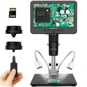 lot 1408 image: Andonstar AD246-M Digital Microscope for Adults, 3 Lens Soldering Microscope, 1080P FHD Video Record, 7 Inch LCD 500x, Coin Full View, Biological Kit with 32G Card, Prepared Slides - Retail $101.57