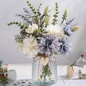 lot 1414 image: JARELING Silk Flowers in Vase, Artificial Flowers with Vase Fake Flowers Arrangement Faux Dahlia for Decoration Table Centerpiece (Dahlia)