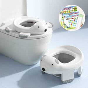 lot 1418 image: Bunwag 2-in-1 Potty Training Toilet for Toddlers (12 M) - Portable Travel Potty Seat with Training Charts, Safety Locks (Continuous Improvement) and Polar Bear Design